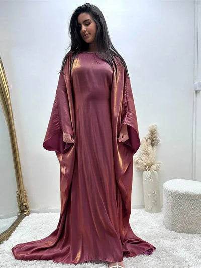 Satin  Butterfly Abaya - Luxury Dubai Style - Lumikova