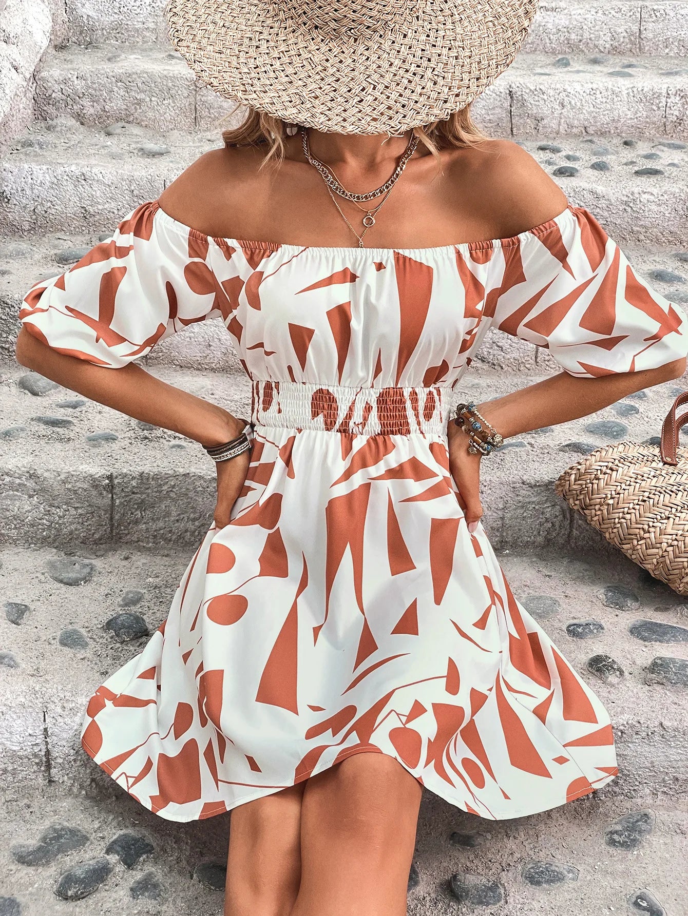 Casual Off Shoulder Slash Neck - Mini Dress - Lumikova