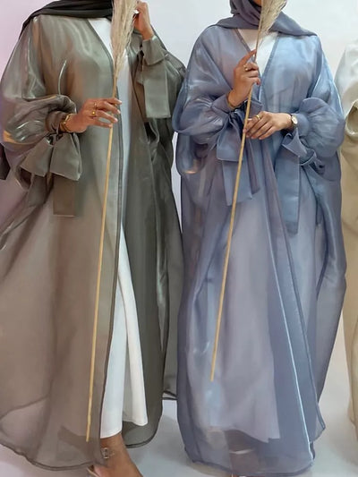 Dubai Abaya - Shiny Soft Puff Sleeves - Lumikova