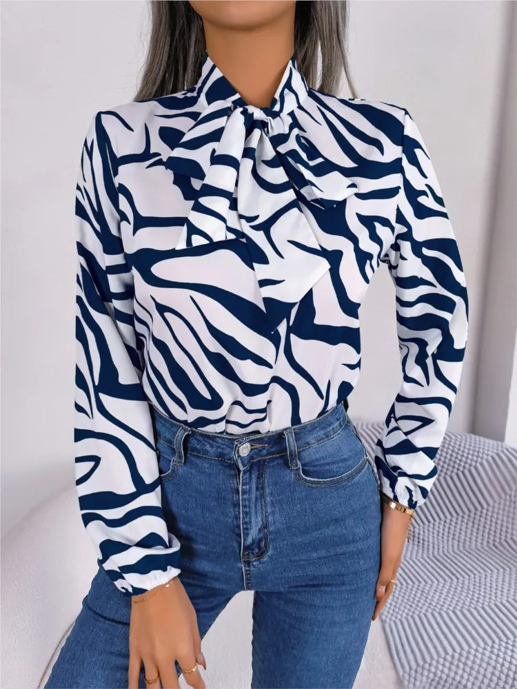 Casual O Neck Long Sleeve Blouse - Lumikova