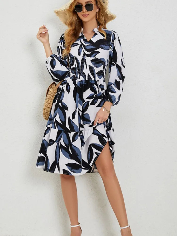 Romy Floral Long Sleeve Midi Dress - Lumikova