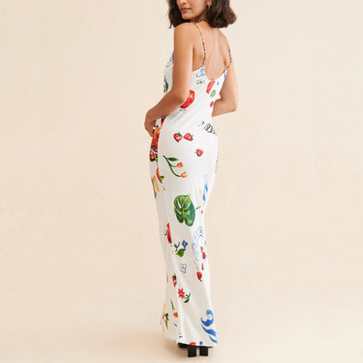 Maxikleid mit Frucht-Slip