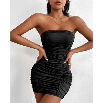 Pleated Mini Casual Dress | Sexy Sleeveless Bodycon Clubwear - Lumikova