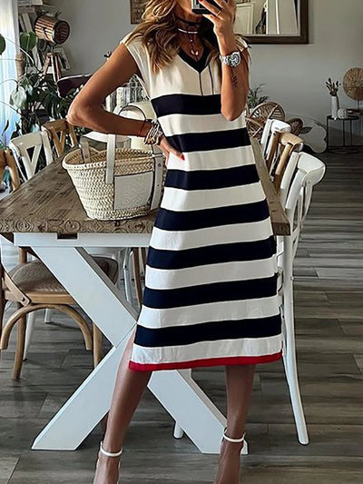 Classic Striped Summer Casual Dress - Lumikova