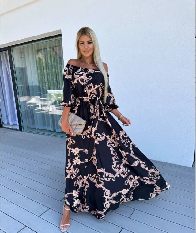 Off Shoulder - Casual Floral Dress - Lumikova