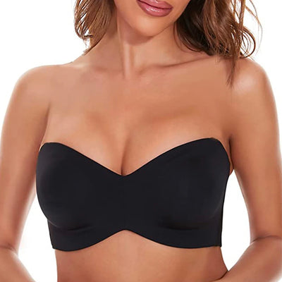 Full Support Non-Slip Convertible Bandeau Bra - Strapless Push up Bra - Lumikova