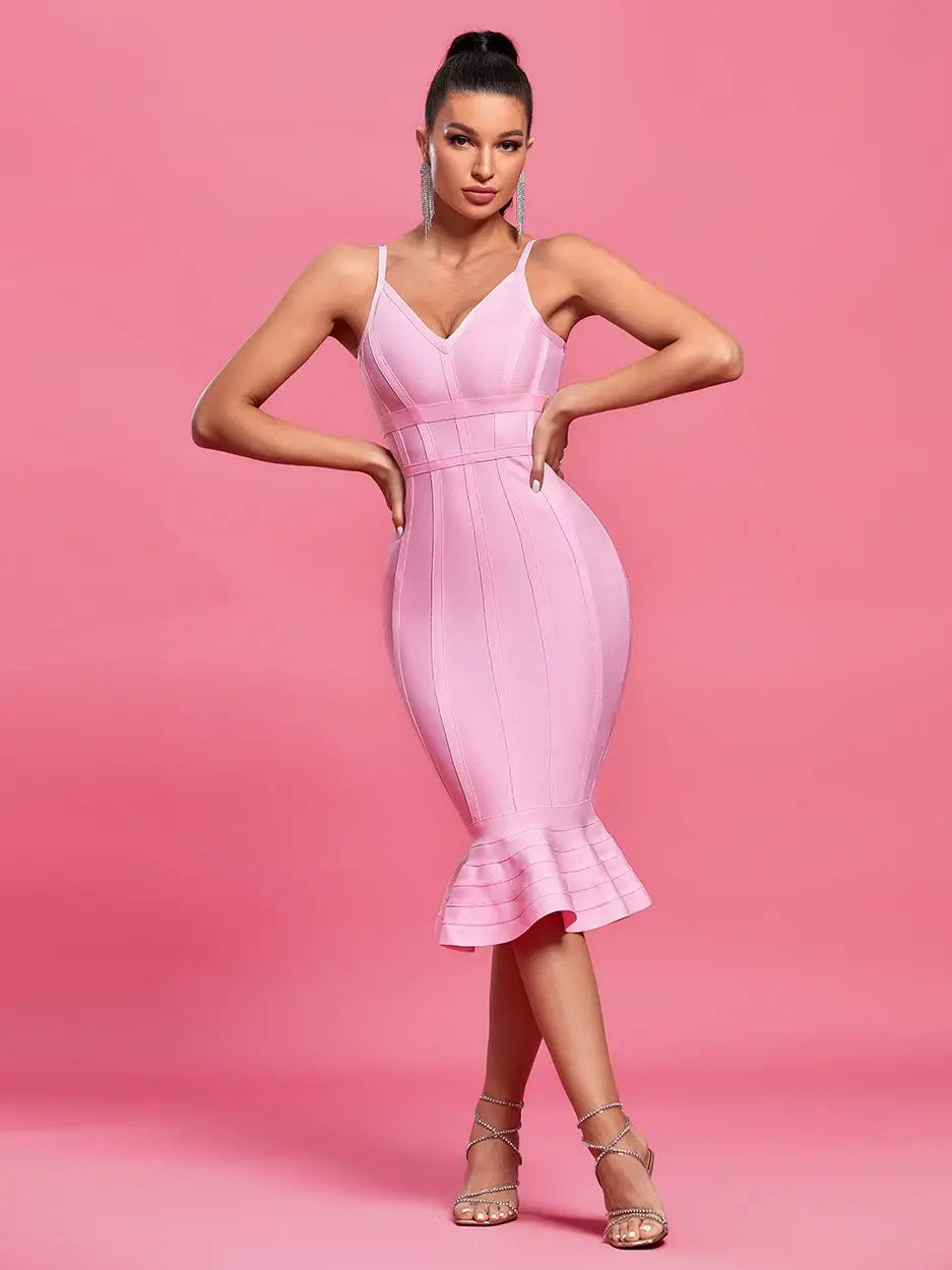 Mermaid Bandage Pink  Elegant Dress - Lumikova