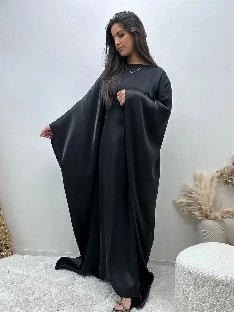 Satin  Butterfly Abaya - Luxury Dubai Style - Lumikova