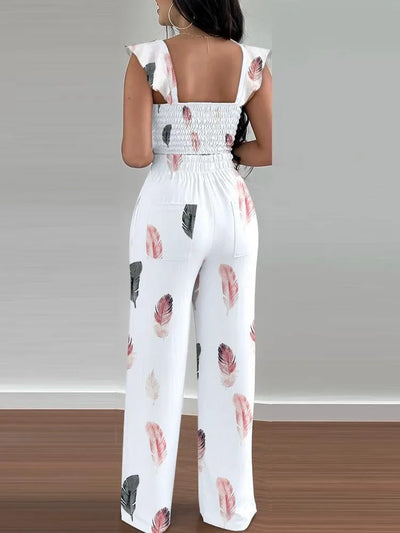 V Neck Sleeveless Shirt Long Pant - 2 Piece - Lumikova