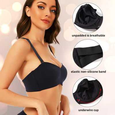 Full Support Non-Slip Convertible Bandeau Bra - Strapless Push up Bra - Lumikova