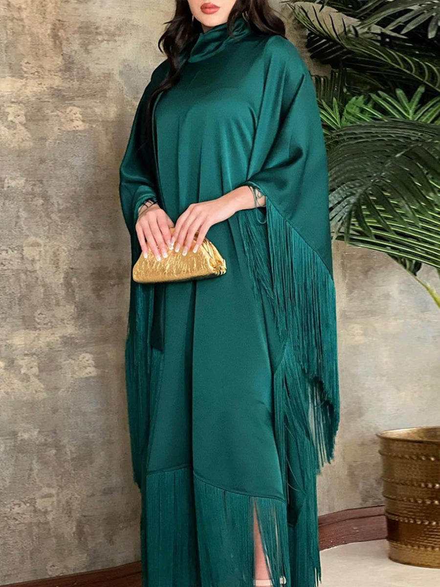 Modest Batwing Sleeve Tassel - Kaftan Light Apricot - Lumikova