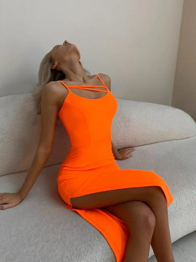 Orange Bandage Elegant Dress - Lumikova