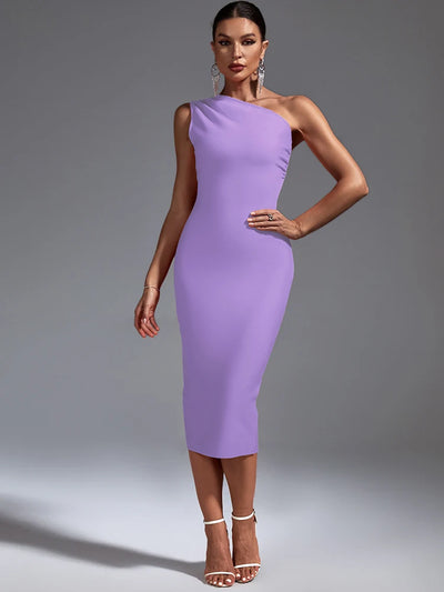 Lilac Bandage Chic Dress - One Shoulder - Lumikova