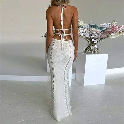 Nina Hollow Out Lace Up Elegant Maxi Dress