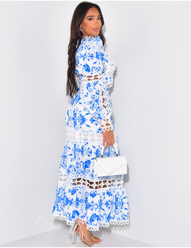 RUFFLE & LACE BLOUSE AND LONG SKIRT SET