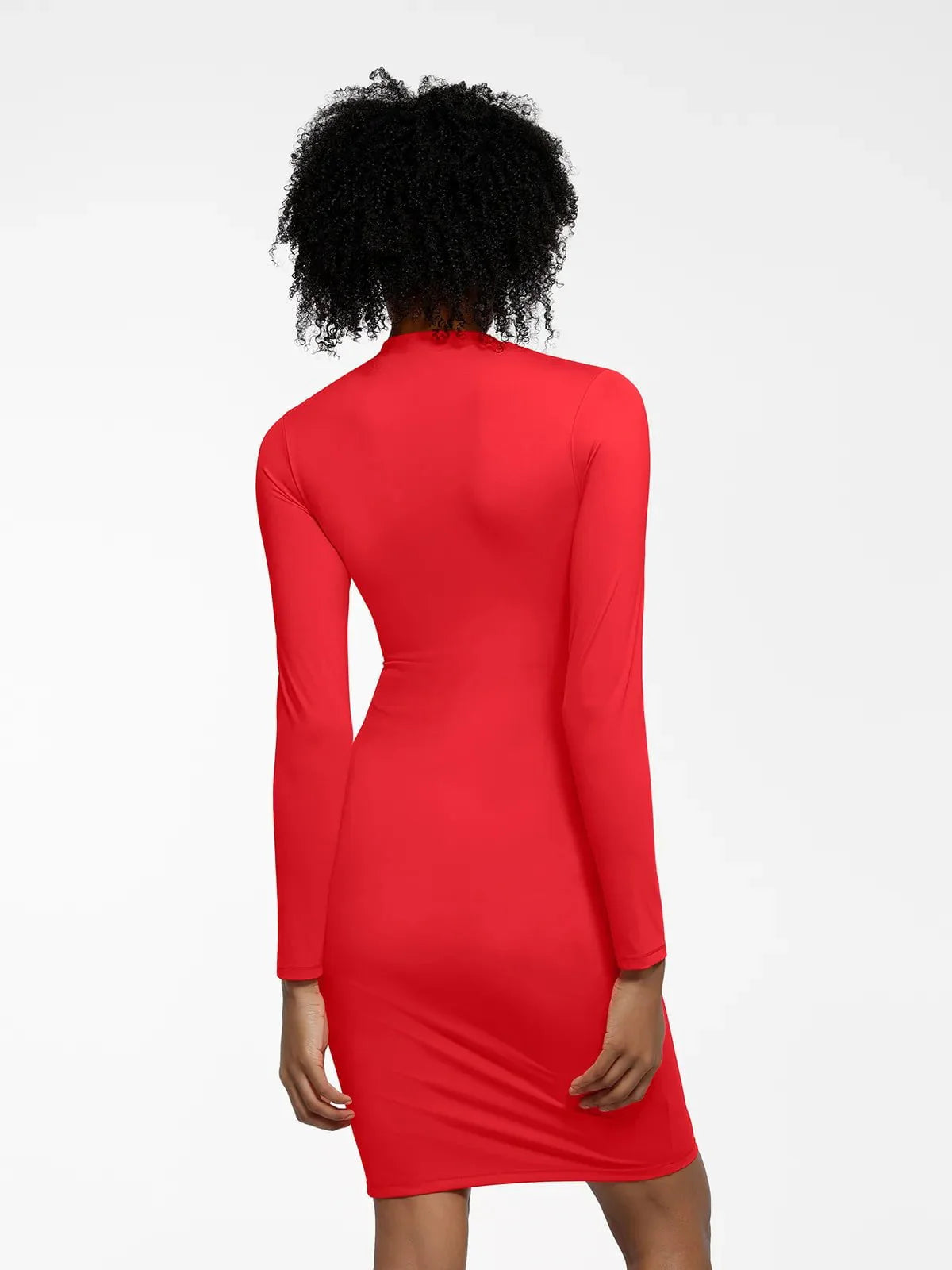 Redtag Thermal Shapewear Long Sleeve Mock Neck Midi Dress