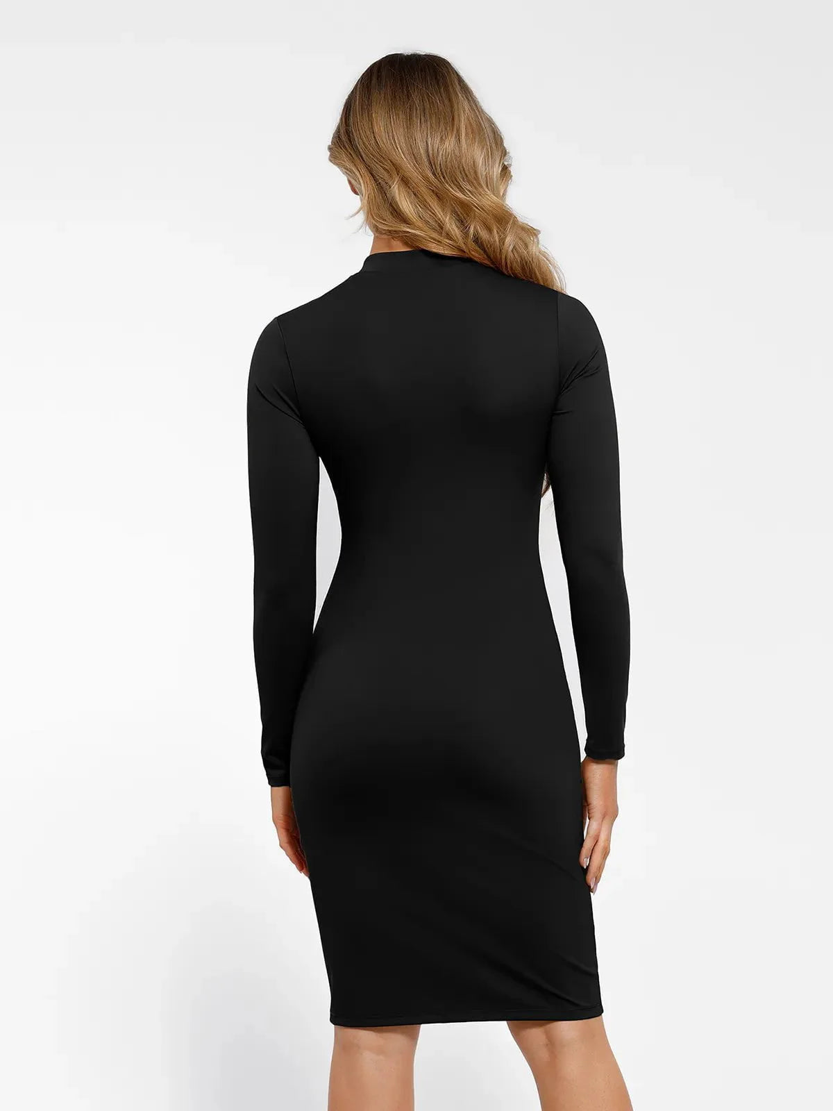 Redtag Thermal Shapewear Long Sleeve Mock Neck Midi Dress