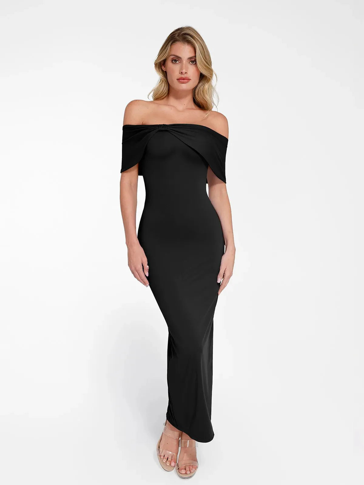 Shapewear Off-the-Shoulder Slim Column Maxi Dress