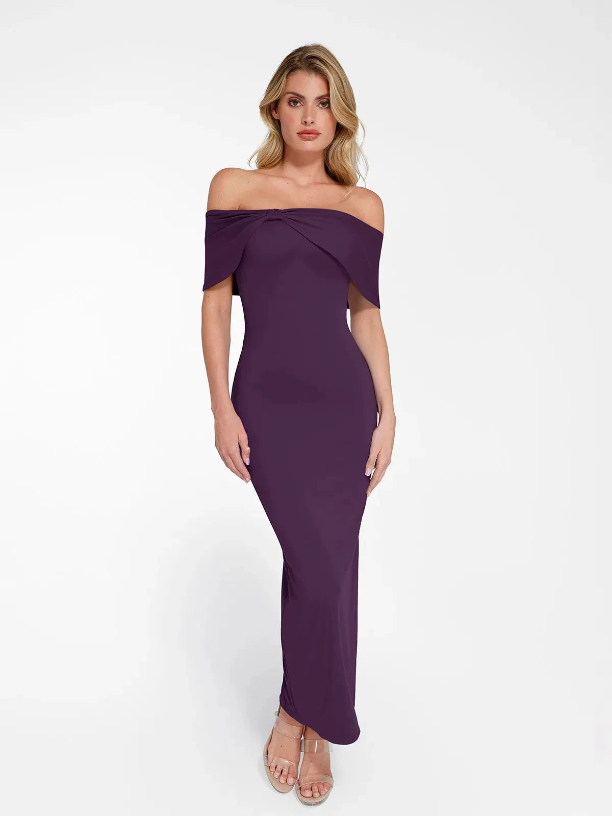 Shapewear Off-the-Shoulder Slim Column Maxi Dress