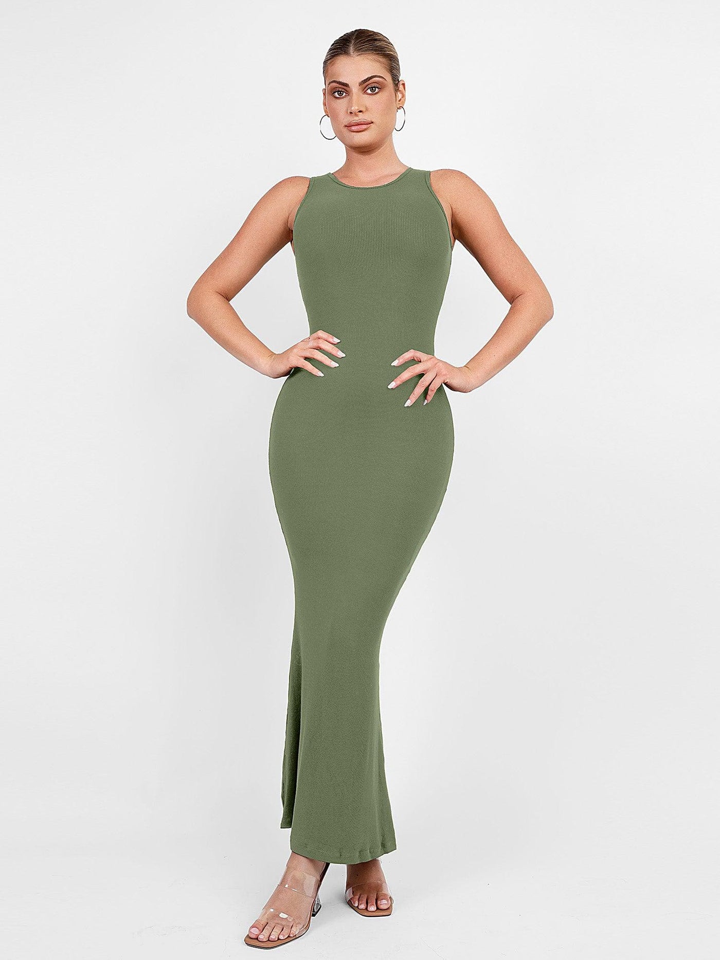 Shapewear Modal Sleeveless Crew Neck Slimming Maxi Dress