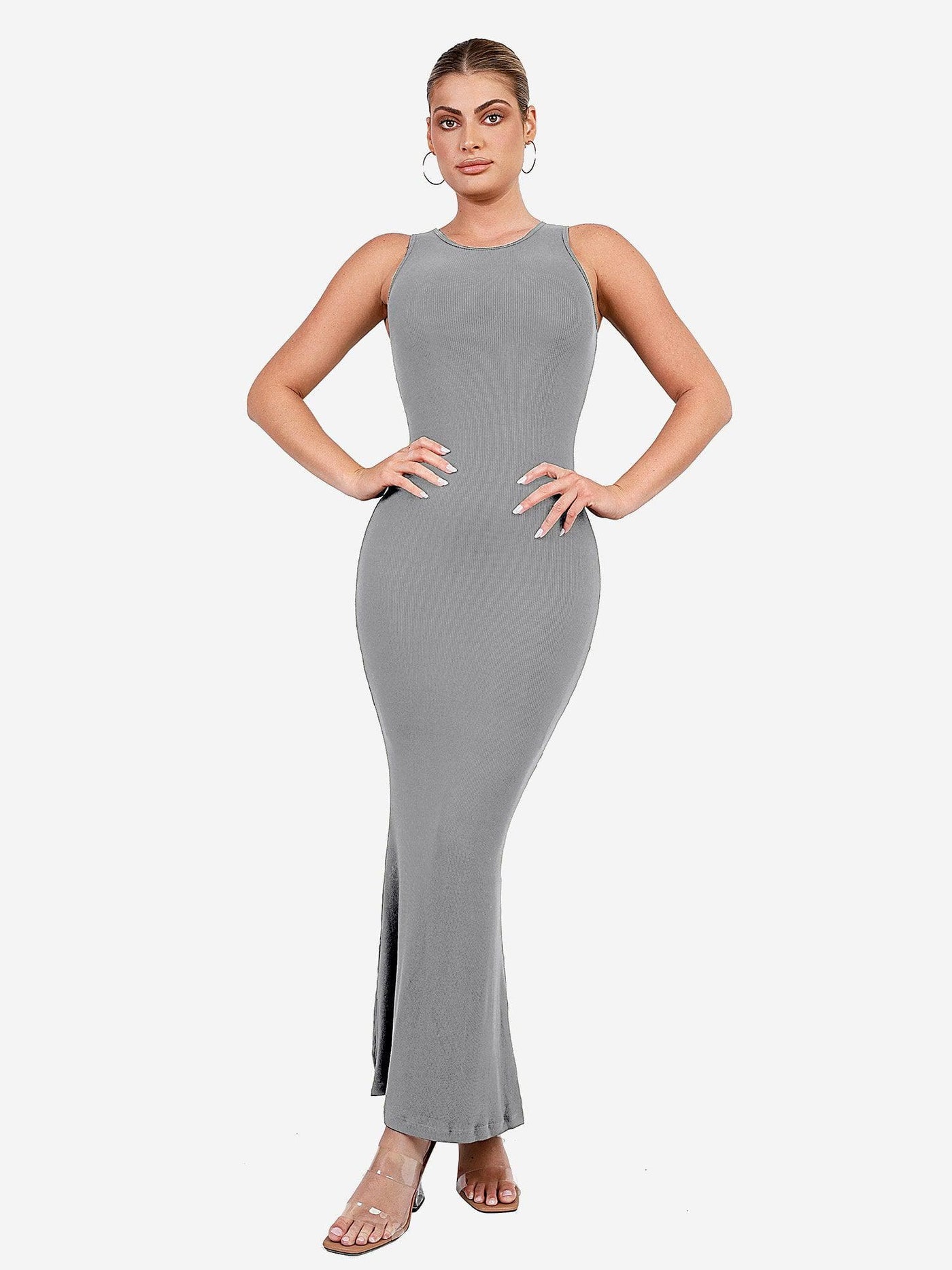 Shapewear Modal Sleeveless Crew Neck Slimming Maxi Dress