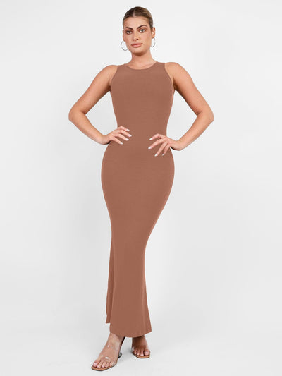 Shapewear Modal Sleeveless Crew Neck Slimming Maxi Dress