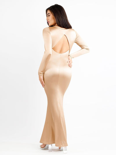 Shapewear Shine Long Sleeve Cut-Out Hourglass Maxi Dress