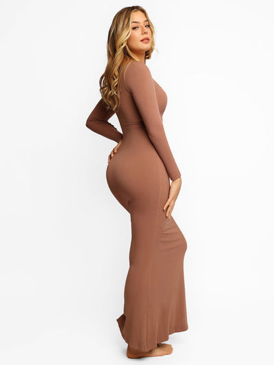 Shapewear Square Neck Long Sleeve Slimming Modal Maxi Dress