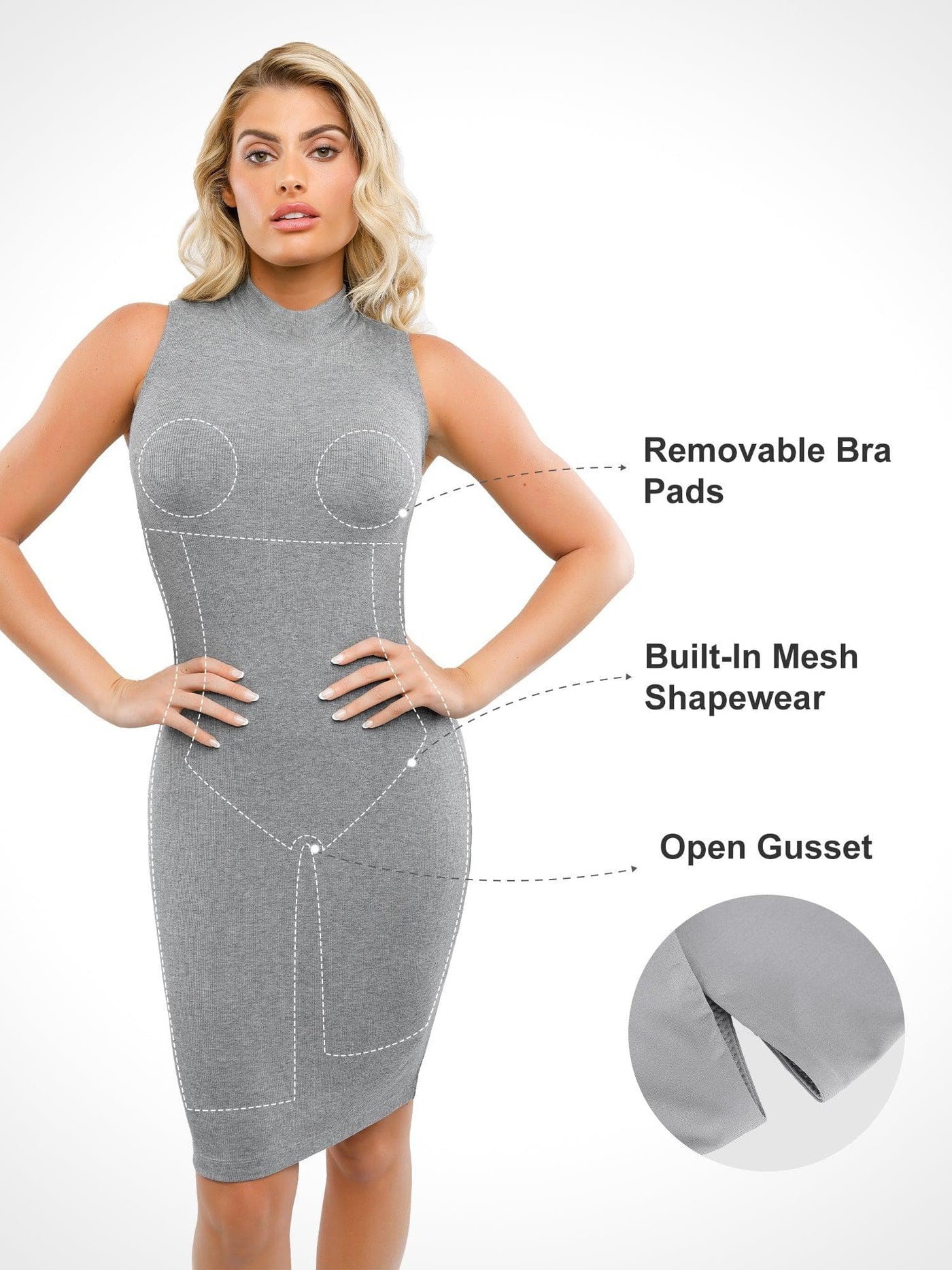 Shapewear Modal Cutaway Mock Neck Slimming Maxi Dress