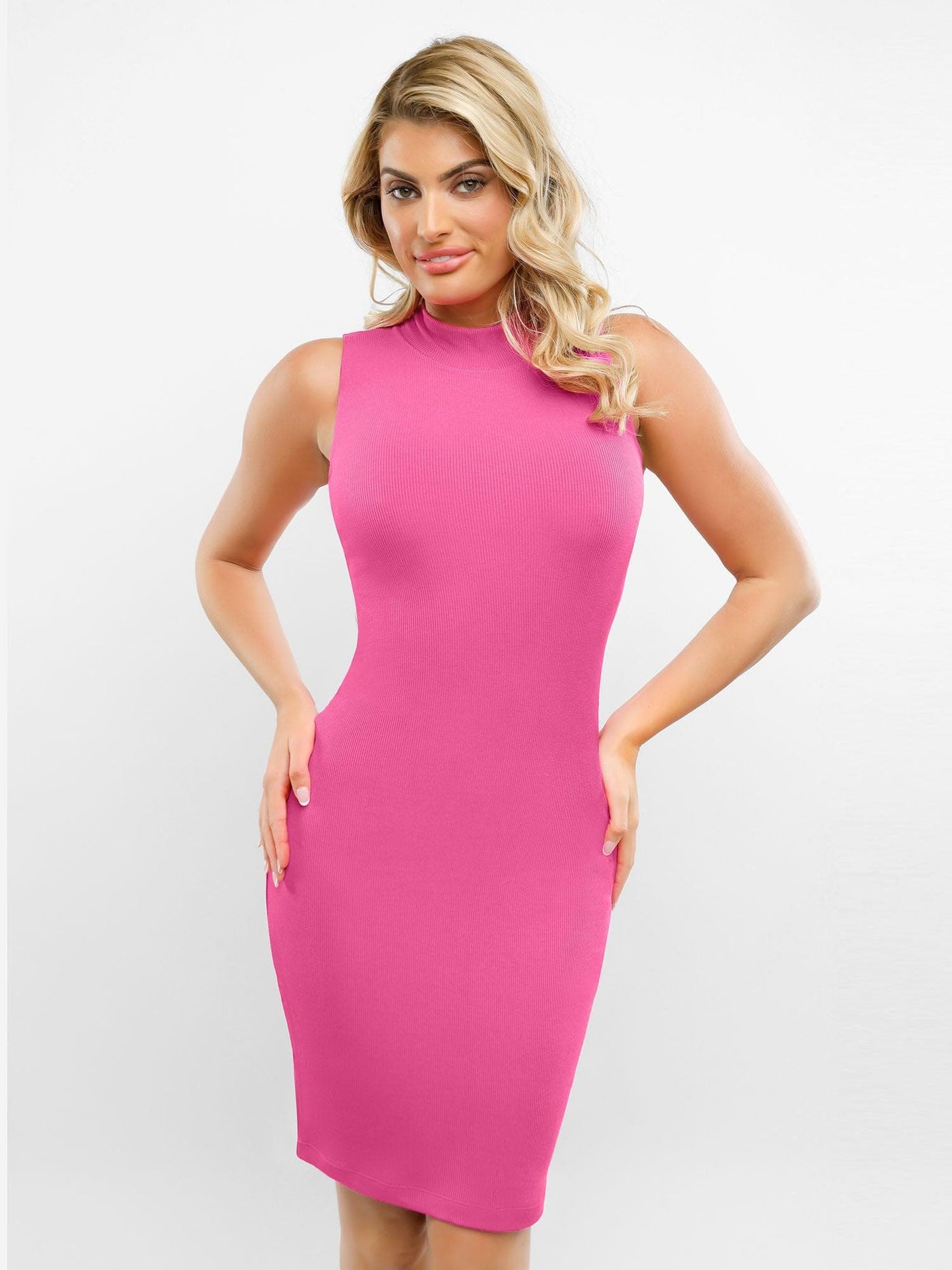 Shapewear Modal Cutaway Mock Neck Slimming Maxi Dress