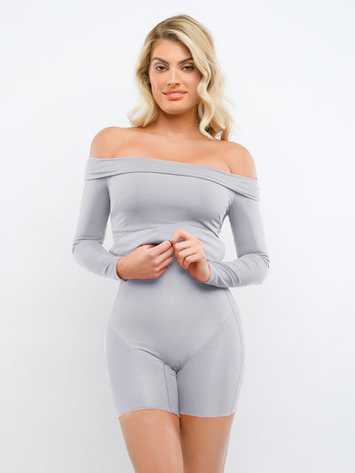 Shapewear Long Sleeve Off-the-Shoulder Bodycon Mini Dress