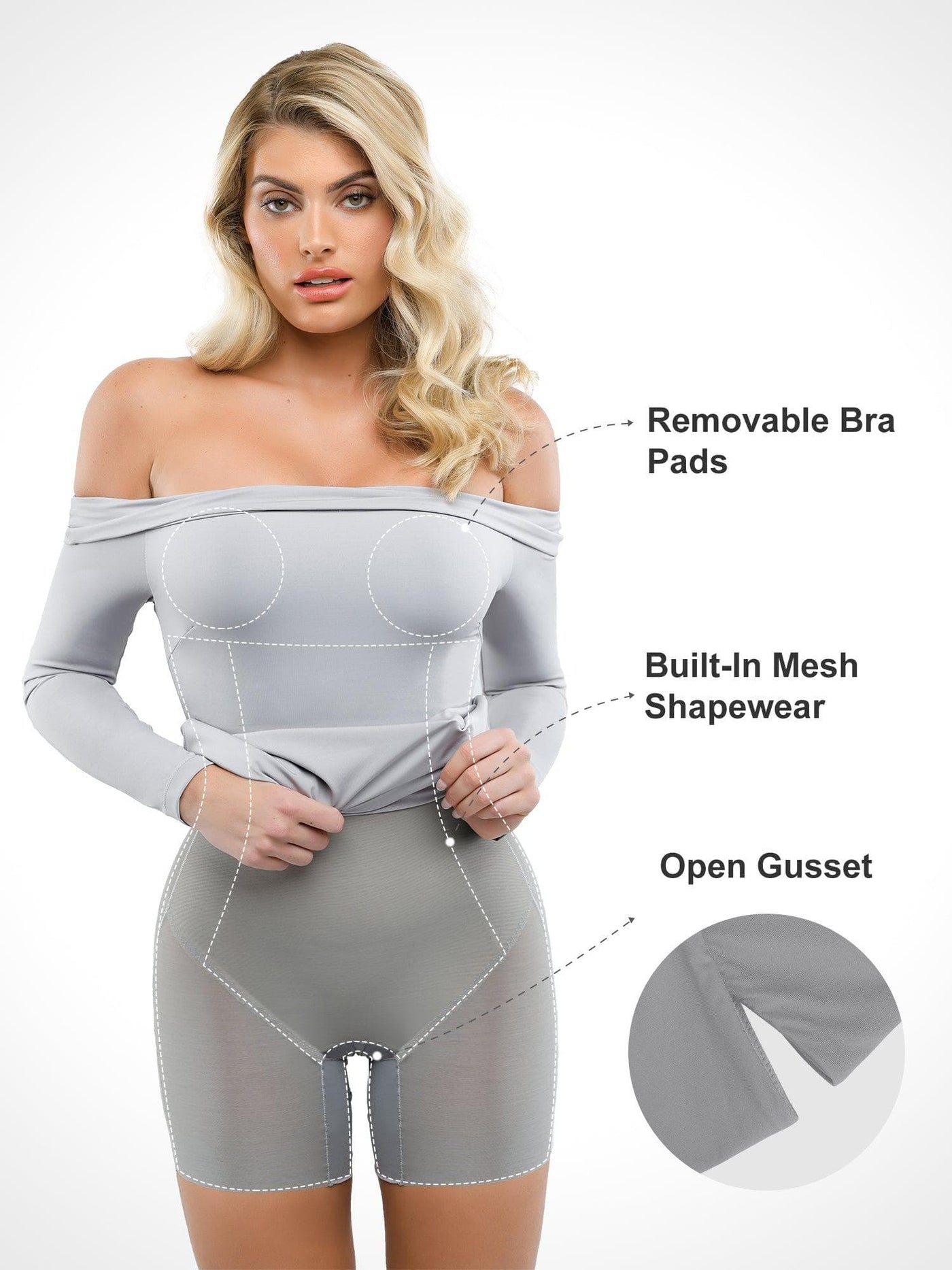 Shapewear Long Sleeve Off-the-Shoulder Bodycon Mini Dress