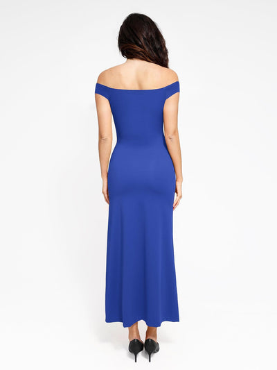 Shapewear Off-the-Shoulder Side Slit Slimming Maxi Dress