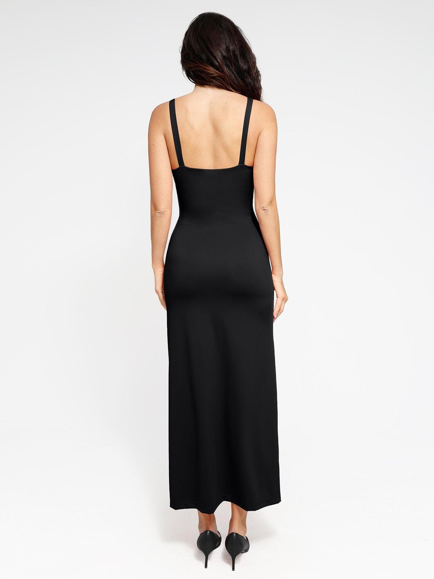 Shapewear Ruched Side Slit Slimming Maxi Slip Dress