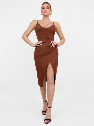 Shapewear Sculpting Wrap Midi Slip Dress