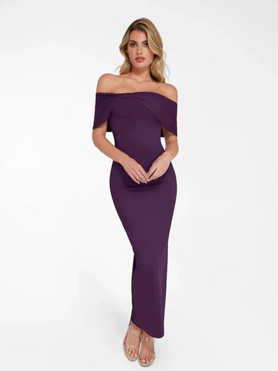 Shapewear Off-the-Shoulder Slim Column Maxi Dress