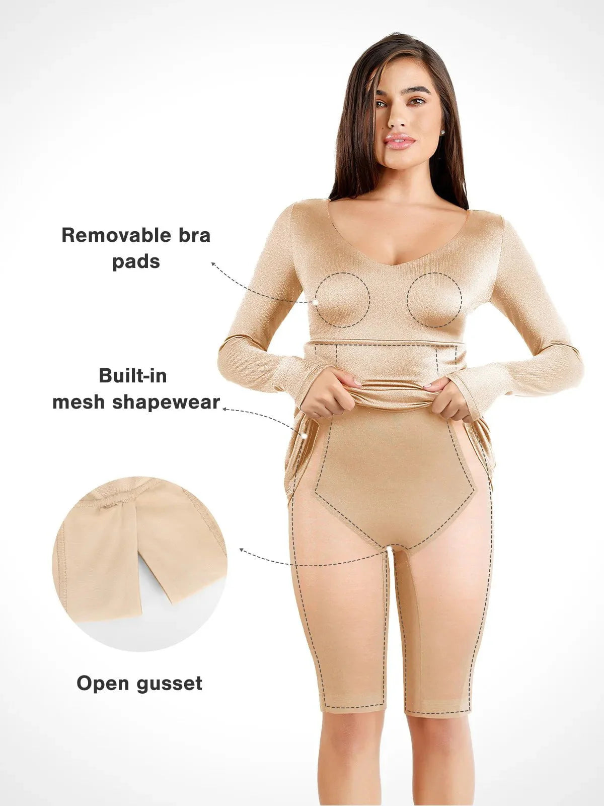 Shapewear Shine Long Sleeve Cut-Out Hourglass Maxi Dress