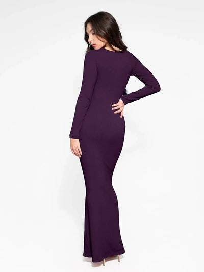 Shapewear Square Neck Long Sleeve Slimming Modal Maxi Dress