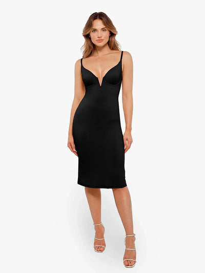 Shapewear Two-in-One Heat-Set Crystal Mesh Slim Midi Dress