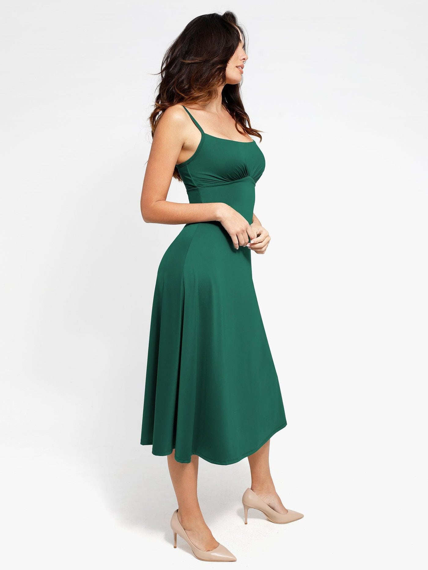 Shapewear Built-In Sculpting A-Line Midi Slip Dress