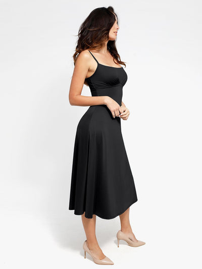 Shapewear Built-In Sculpting A-Line Midi Slip Dress