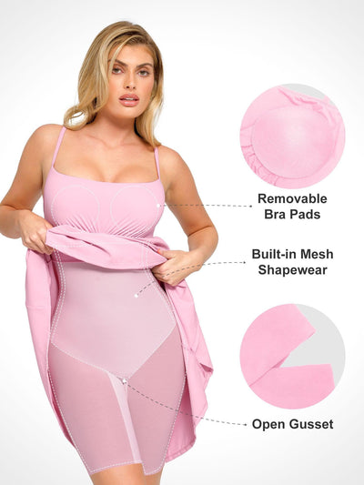 Shapewear Built-In Sculpting A-Line Midi Slip Dress