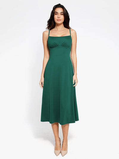 Shapewear Built-In Sculpting A-Line Midi Slip Dress