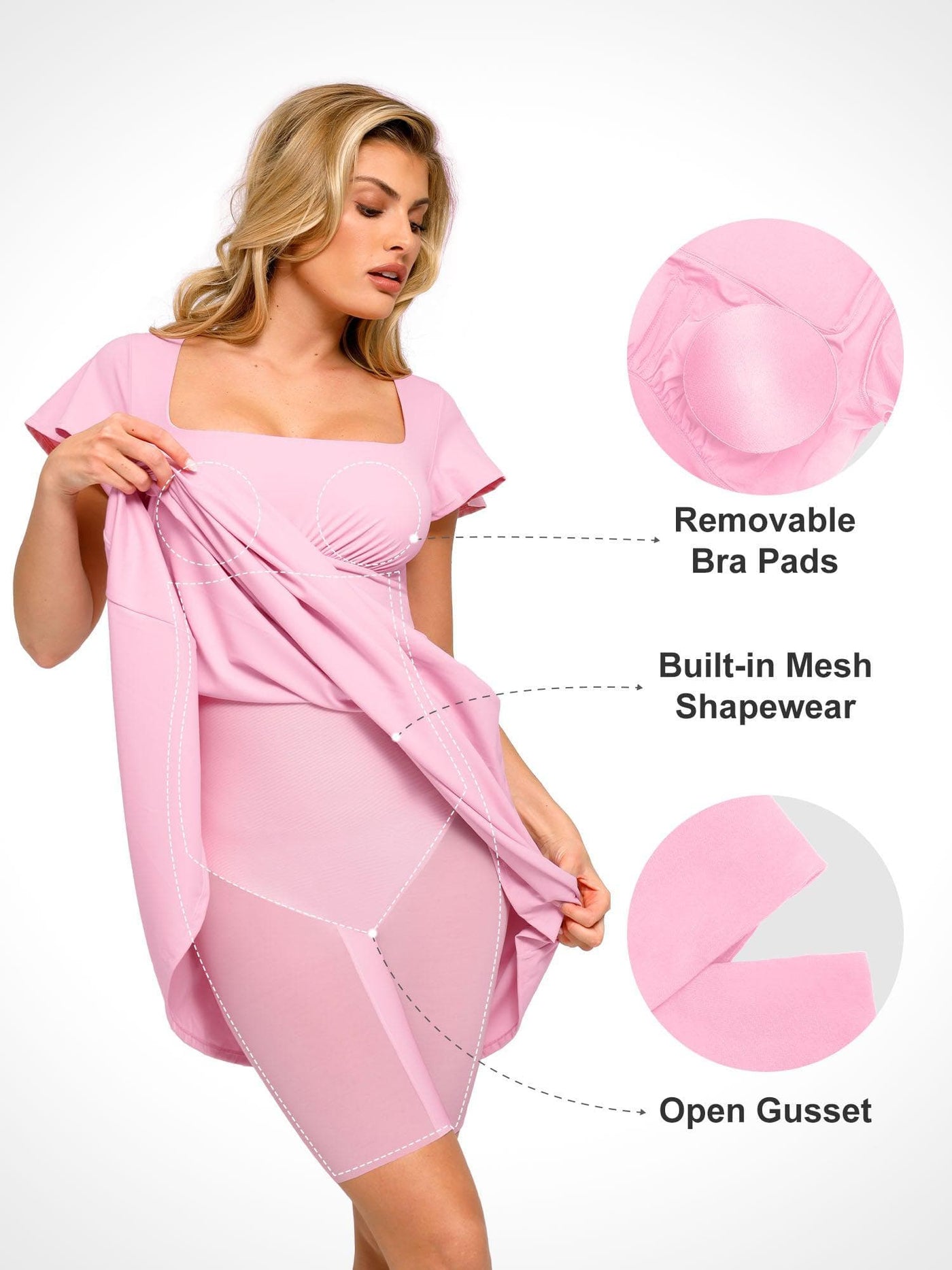 Shapewear Flutter Sleeve Sculpting A-Line Midi Dress