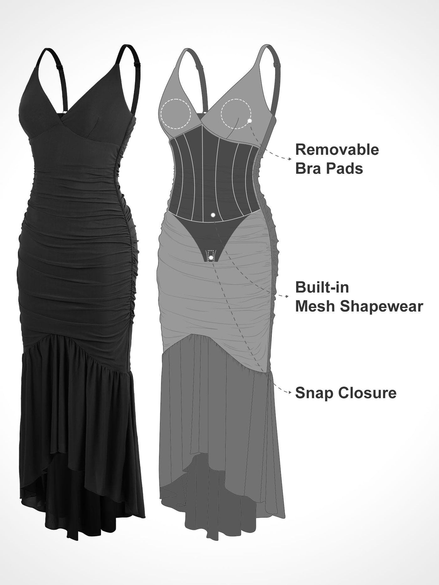 Shapewear Bluetag Cooling Ruched Mesh Bodycon Maxi Dress