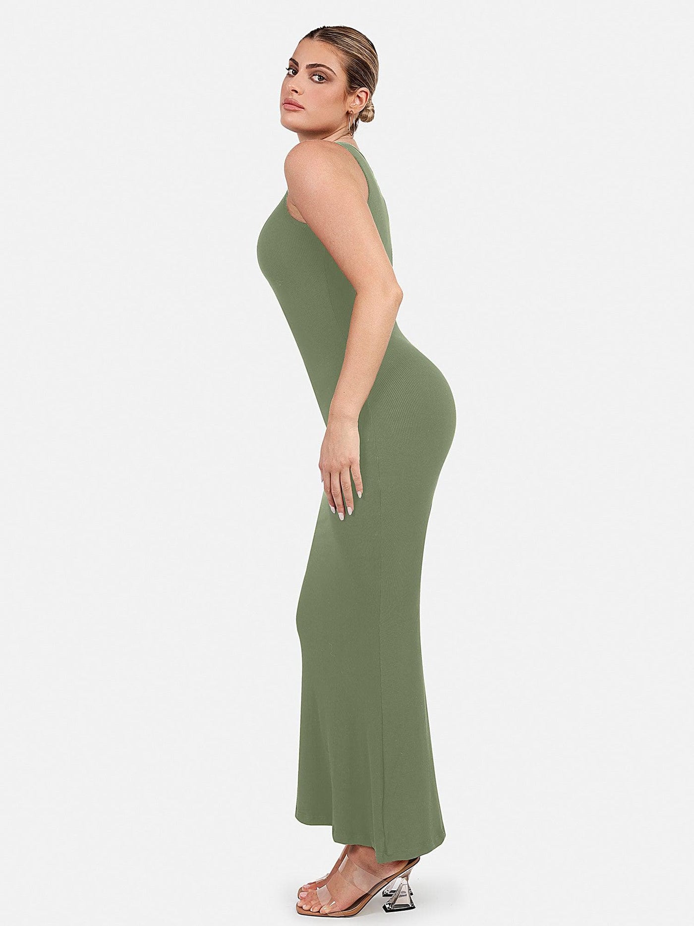 Shapewear Modal Sleeveless Crew Neck Slimming Maxi Dress