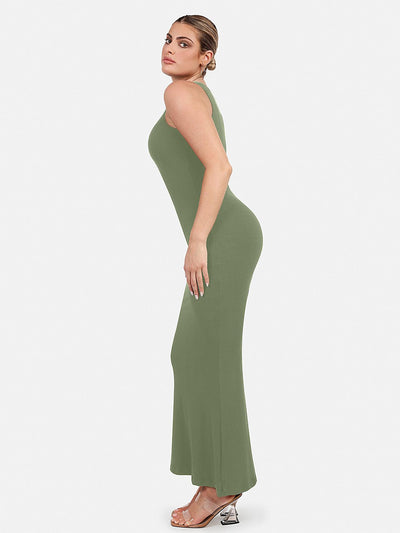 Shapewear Modal Sleeveless Crew Neck Slimming Maxi Dress