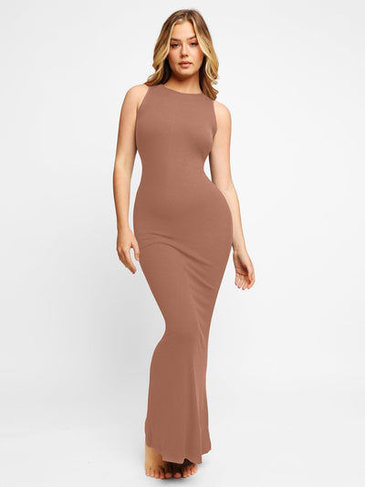 Shapewear Modal Sleeveless Crew Neck Slimming Maxi Dress