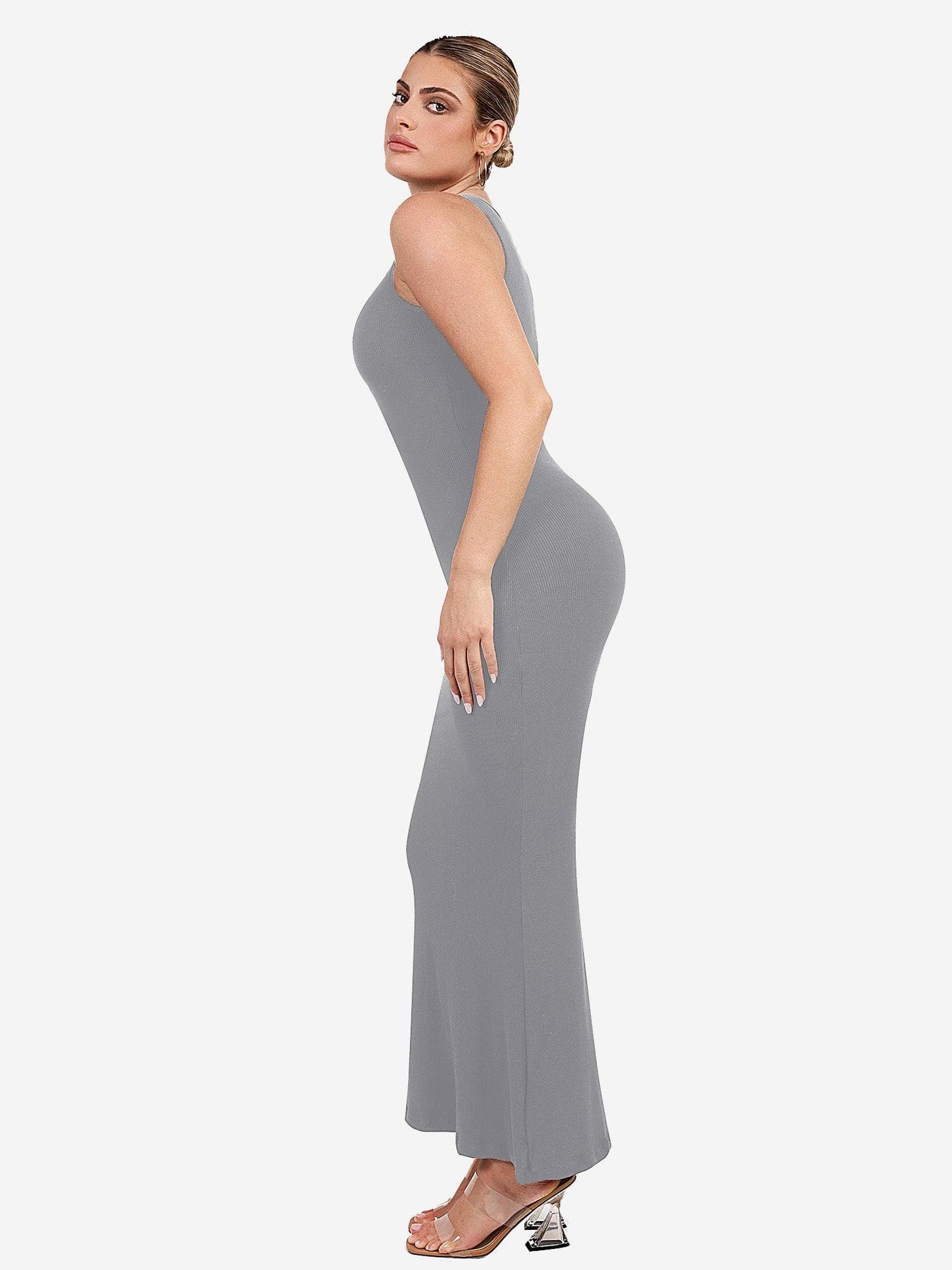 Shapewear Modal Sleeveless Crew Neck Slimming Maxi Dress