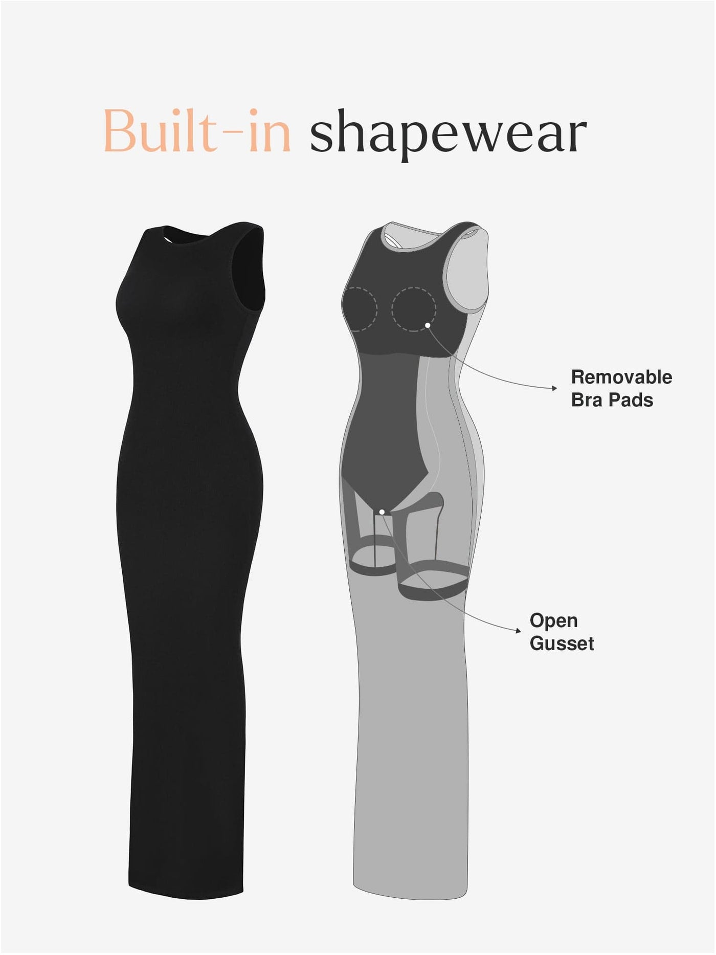 Shapewear Modal Sleeveless Crew Neck Slimming Maxi Dress